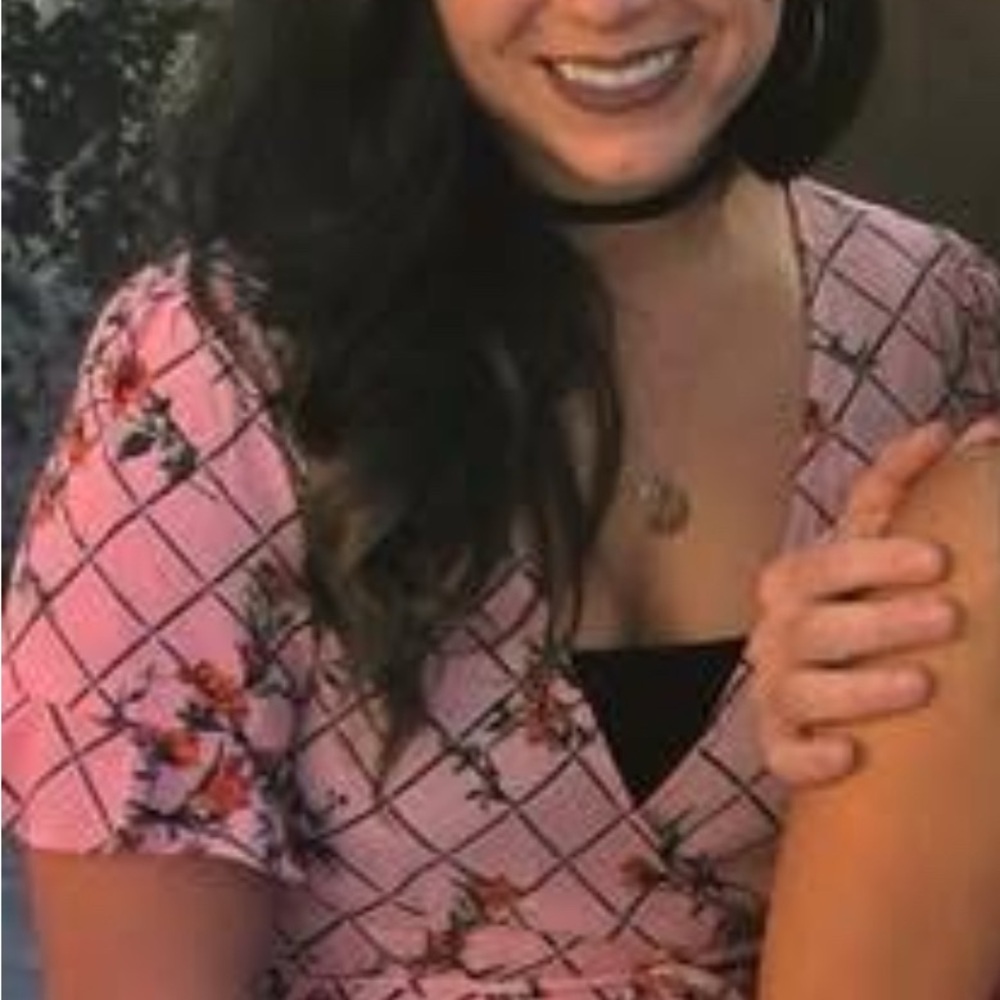 Pink Floral Wrap Dress